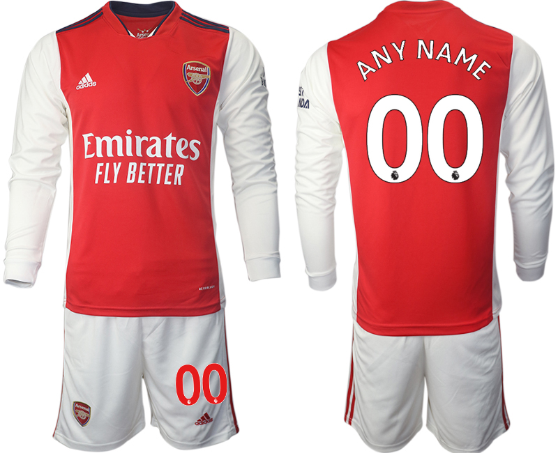 Men 2021-2022 Club Arsenal home red Long Sleeve customized Soccer Jersey